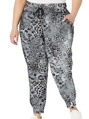 NWOT Skinny Girl Size XL Plus Jogger Sweatpant Snakeskin Blue Leopard New Yoga